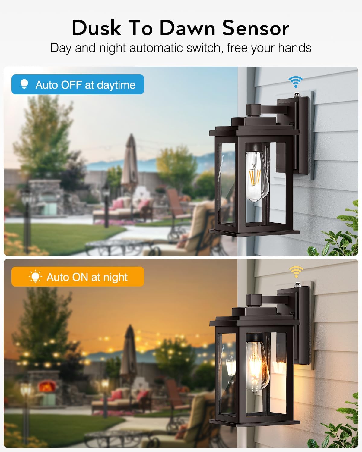VIANIS Bronze Dusk to Dawn Outdoor Lighting, 2 Pack Outdoor Lights for House, Waterproof Porch Lights, Exterior Lighting Fixtures with Tempered Glass, for House,Garden, Garage,Hardwired, Non-Solar