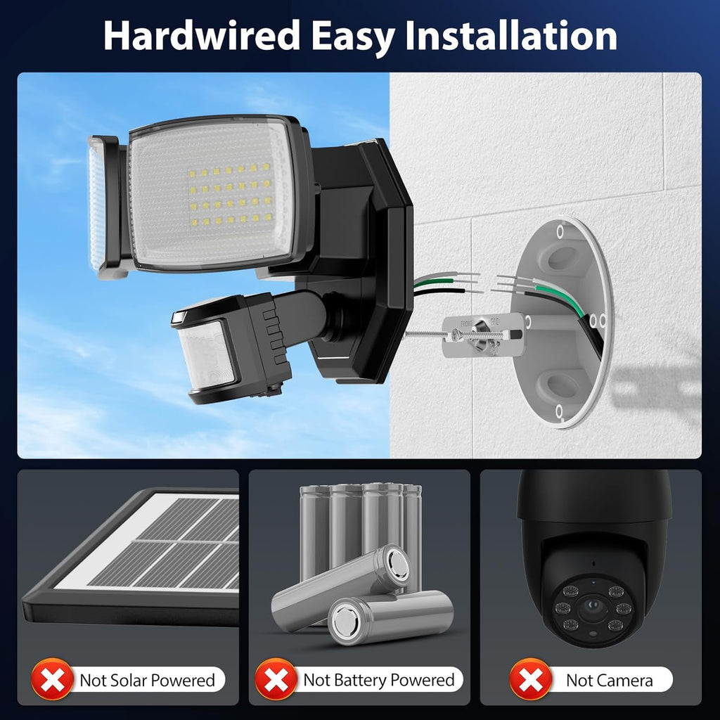 Onforu 32W 2 Head Motion Sensor Outdoor Lights, 3200LM 6500K LED Security Light, Dusk to Dawn, Motion Detector Light for Outside, IP65 Waterproof Flood Lights for Garage, Yard(Black)