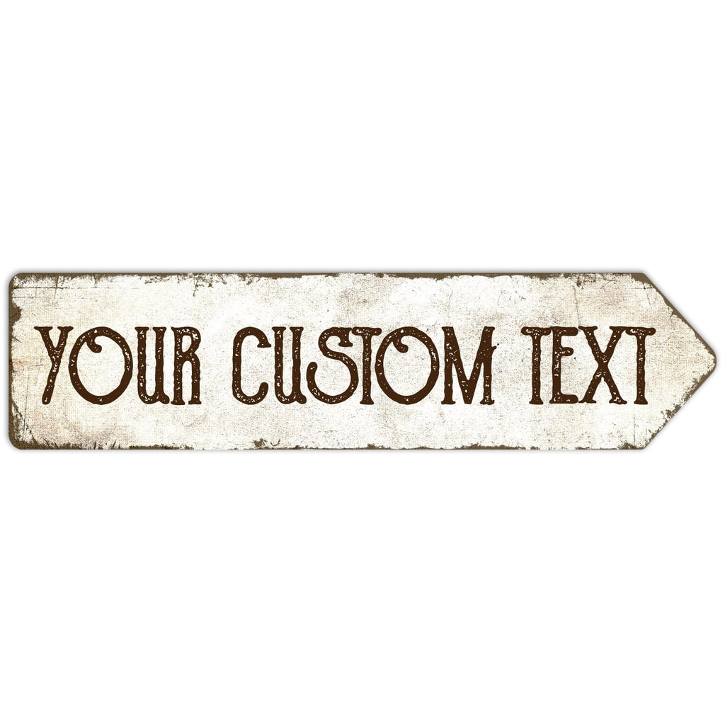 Rustic Custom Sign, Personalized Right Directional Metal Composite Street Sign for Indoor and Outdoor Use 6x24 Inches, ACM Made in the USA