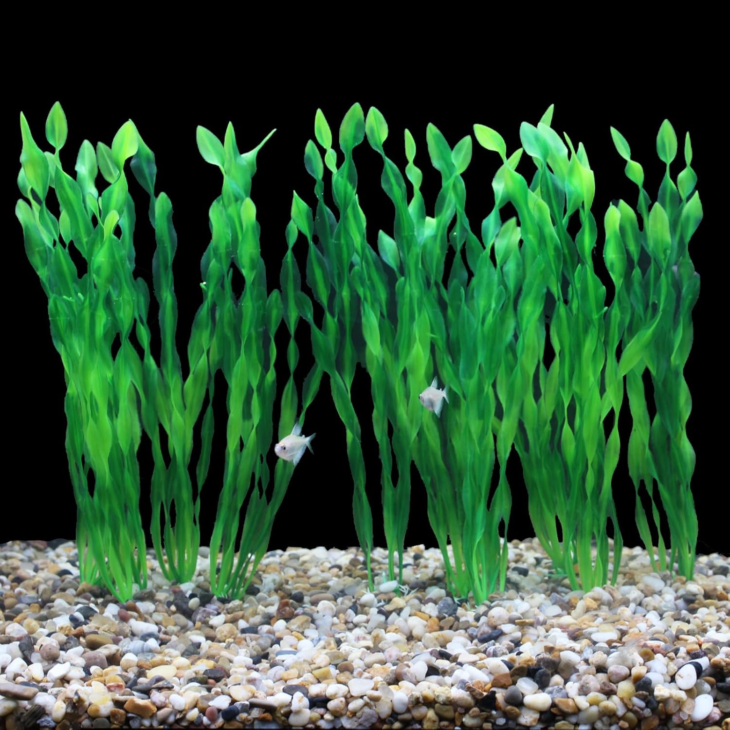 AQUANEAT Fish Tank Artificial Plants, Aquarium Plastic Seaweed Decorations, 11.75Inch Tall Fake Green Accessories, 10 Packs