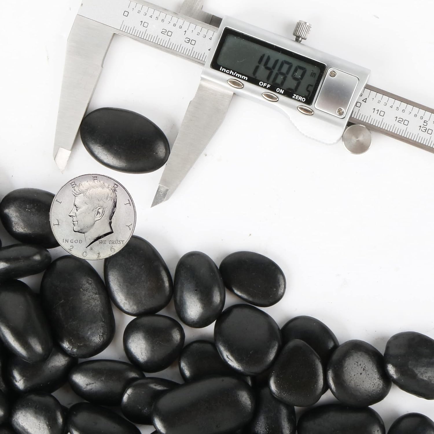 Black Pebbles for Plants 1.8lb Bulk Bag Aquarium Gravel 0.8"- 1.2" Decorative Polished Fish Tank Stone