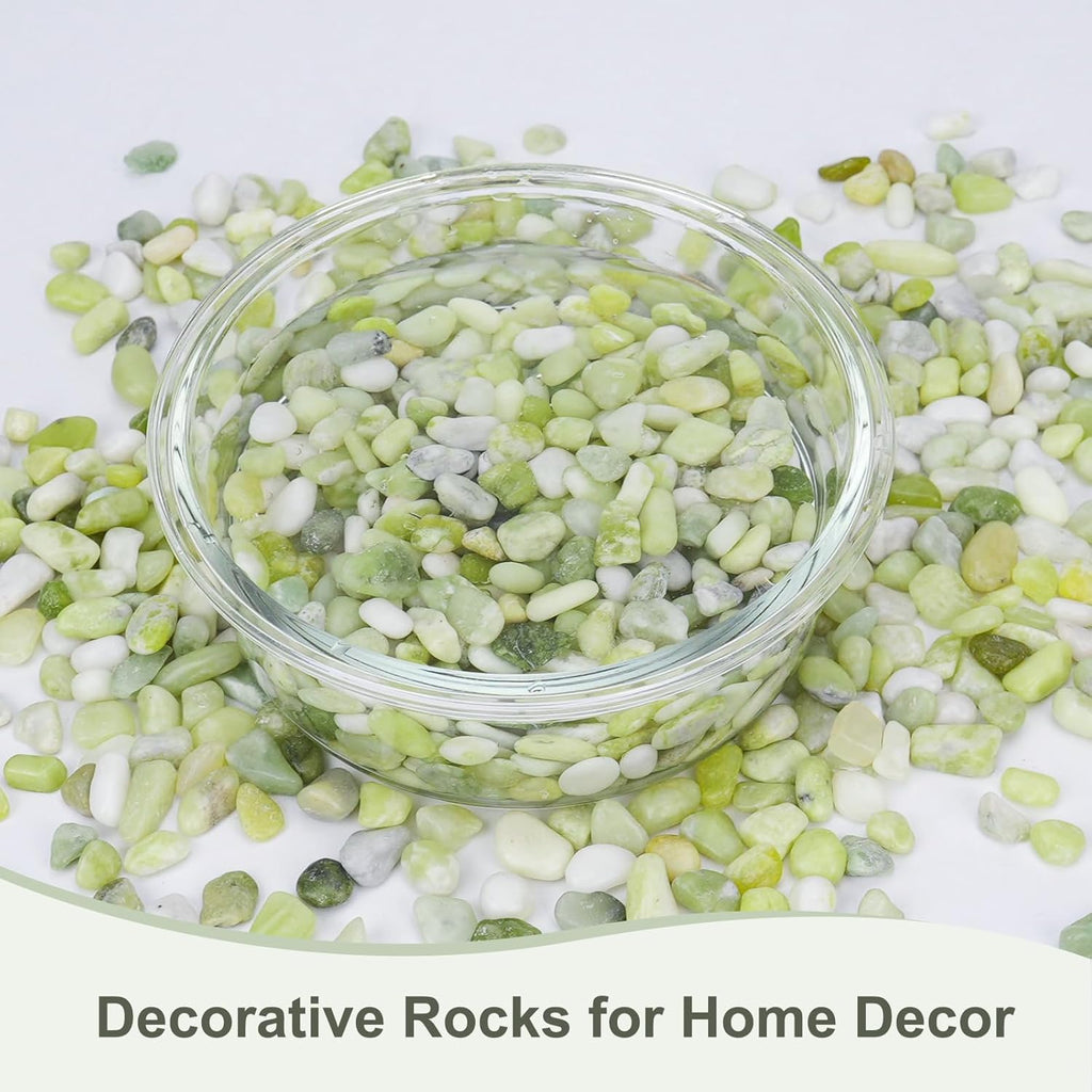 5 lbs Jade Pebbles for Indoor Plants, Decorative Pebbles for Bamboo, Vase, 3/8" Plant Gravel for Pots Indoor, Highly Polished Small River Rocks