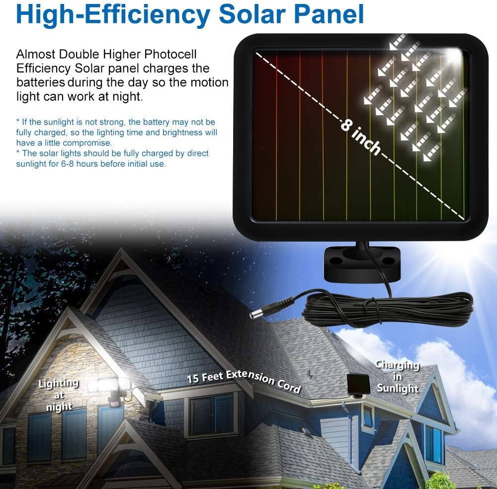 AmeriTop Solar Lights Outdoor, Super Bright 1600LM LED 6000K Solar Motion Sensor Lights with Wide Angle Illumination; 3 Adjustable Heads, IP65 Waterproof Outdoor Security Lighting (Black)