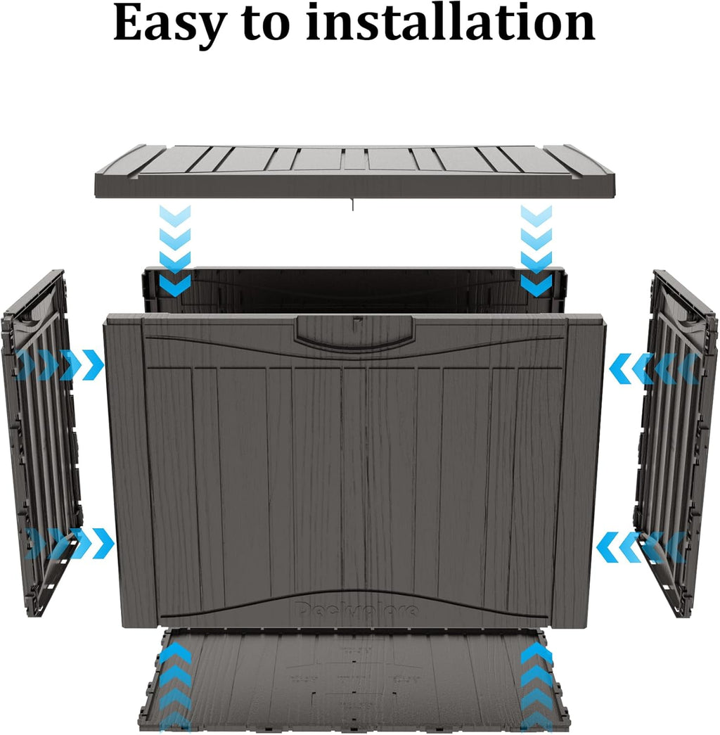 50 Gallon Waterproof Large Resin Deck Box Indoor/Outdoor Lockable Storage Container and Seating for Garden, Pool, and Patio (50 Gallon, Grey)