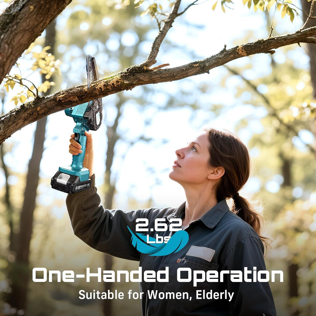 Seesii Mini Chainsaw, 6-inch Mini Chainsaw Cordless, Handheld Electric Power Chain Saw with Battery, for Tree Trimming Wood Cutting,Gifts for Father, Dad, Husband, Men