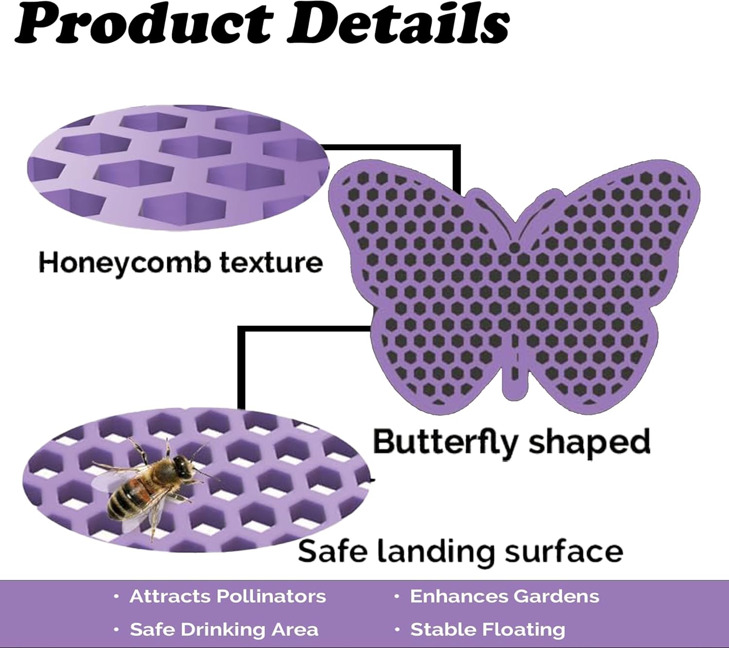 4 Pack Floating Bee Watering Station for Garden, Butterfly Feeder Bee Waterer Wildlife Baths Pollinator, Outdoor Pool & Garden Decor(Purple Butterfly)
