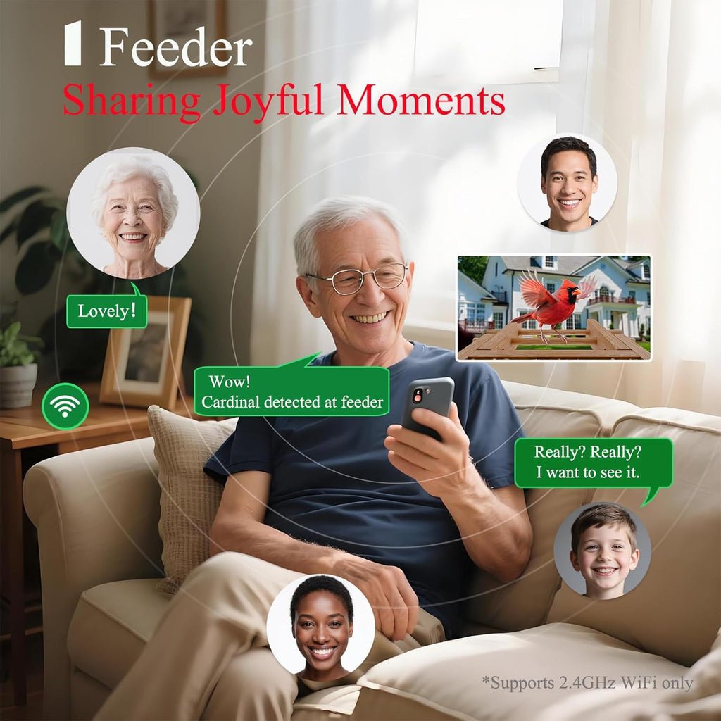 Smart Bird Feeder with Camera for Wild Birds - Identifies 11,000+ Species, Solar Panel Wireless Outdoors Bamboo Birdhouse with Cam, 2K HD Live Video & Instant Alerts - Bird Lover Gifts