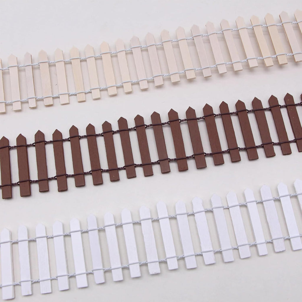 35 Inches White Mini Fairy Garden Fence Small Wood Decorative Picket Fence DIY Micro Landscape Miniature Ornaments for Dollhouse, Crafts, Diorama Project, Plant Pot