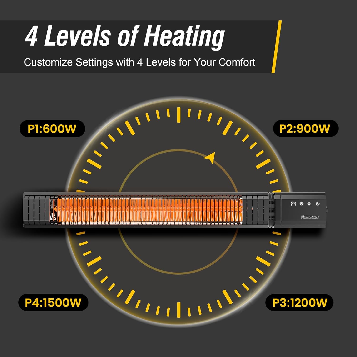 Outdoor Heaters for Patio Electric, 1500W Infrared Heater with Remote, IP65 Waterproof Outdoor Electric Heater for Porch, Garage & Backyard