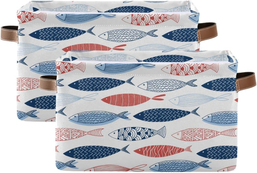 Fish Rectangular Storage Basket Organizer Bin Shelf Baskets For Clothes Gifts For Home Office Dorm