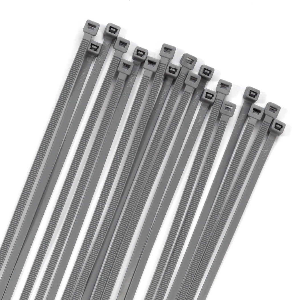 XINGO 100PCS Heavy Duty Cable Zip Ties, 6 inch, Silver, Nylon, 50 Pound Tensile Strength, Self-Locking, Indoor/Outdoor