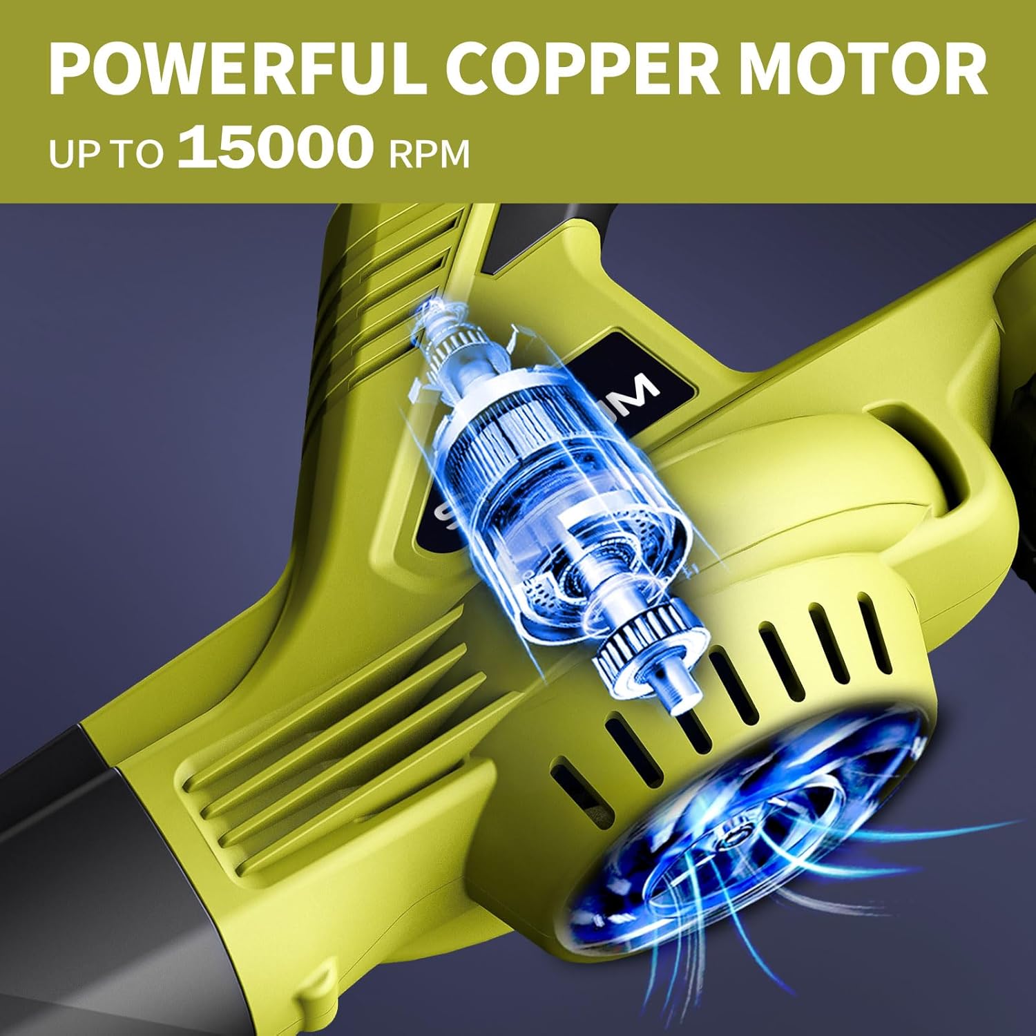 SEYVUM Leaf Blower, 20V Cordless Blower with 2 x 2.0Ah Battery, Electric Leaf Blowers for Lawn Care, 320 CFM 150 MPH Battery Powered Leaf Blower, for Patio, Garden Cleaning, Fast Charger, Lemon Green