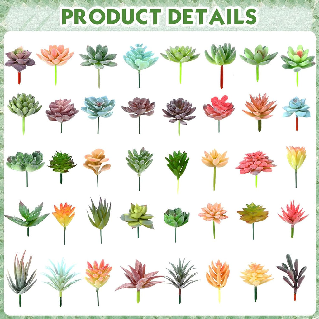 Tigeen 80 Pcs Artificial Plastic Succulents Realistic Textured Assorted Decorative Fake Faux Succulents Unpotted for Lotus Landscape Garden Arrangement