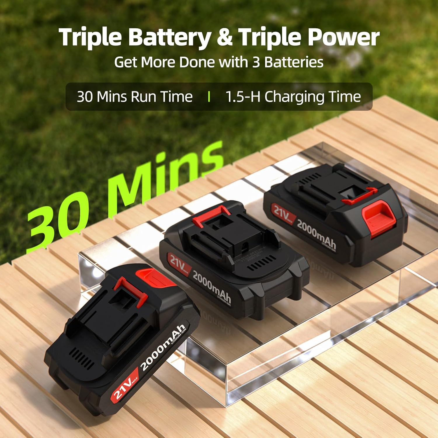 VASG Leaf Blower Cordless, 3 x 21V Batteries & Fast Charger Set, Variable Speed Mode, Lightweight Handheld Electric Leaf Blower for Lawn Care, Yard, Garden, Patio & Outdoor Cleanup