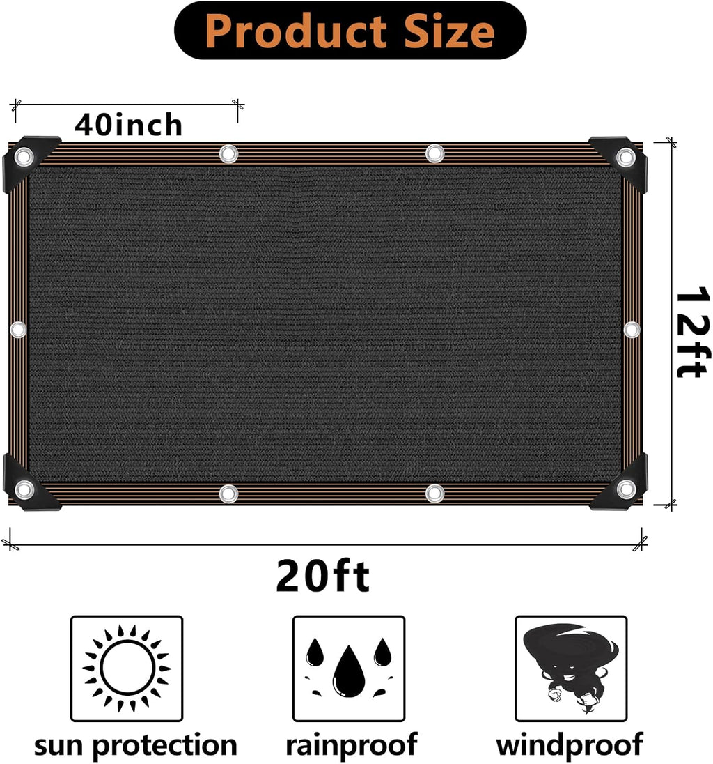90% Shade Cloth for Garden -12 x 20 FT Durable Mesh Tarp with Grommets, Sunblock Net for Patio for Plants Greenhouse Outdoor Pergola Sun Shade Neting for Chicken Coop Cover