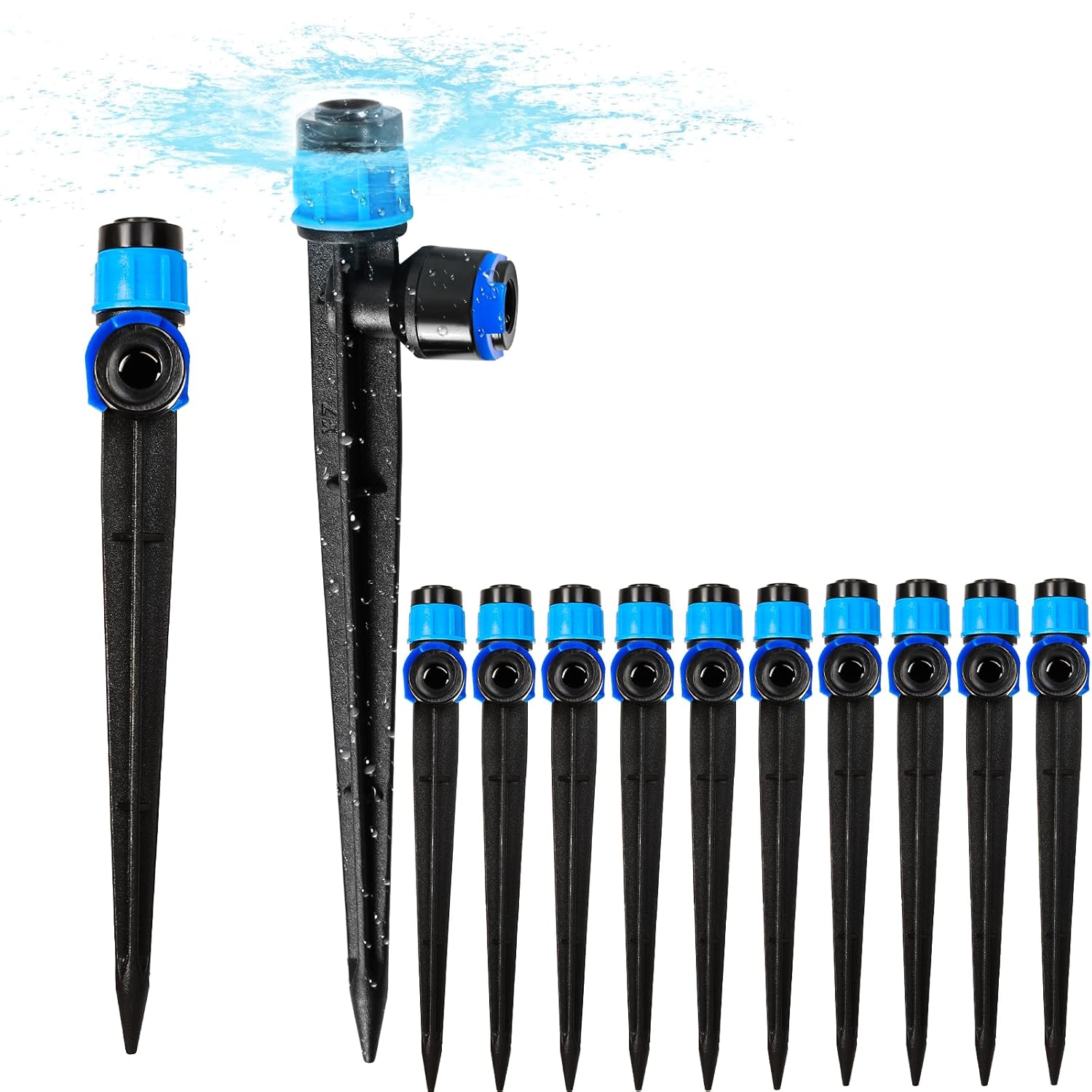 10PCS 1/4 inch Tubing Drip Irrigation Emitters Sprayer,360 Degree Drip Emitter Sprayer with Stake, Irrigation Dripper Sprinklers for Drip Irrigation System