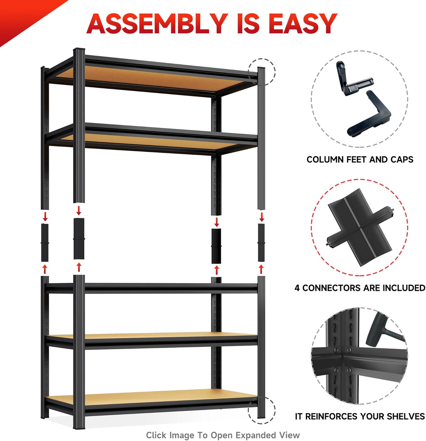 5-Tier Adjustable Heavy Duty Metal Storage Shelves Unit, 72" Tall Garage Shelving Rack for Basement, Kitchen, Office, Warehouse & Pantry - Versatile Metal Shelving Organizer