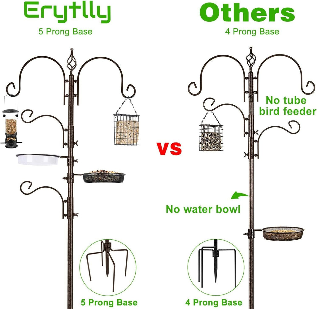 ERYTLLY Bird Feeding Station Kit Bird Feeder Pole Wild Bird Feeder Hanging Kit Planter Hanger Multi Feeder Hanging with Metal Suet Feeder Bird Bath for Attracting Wild Birds