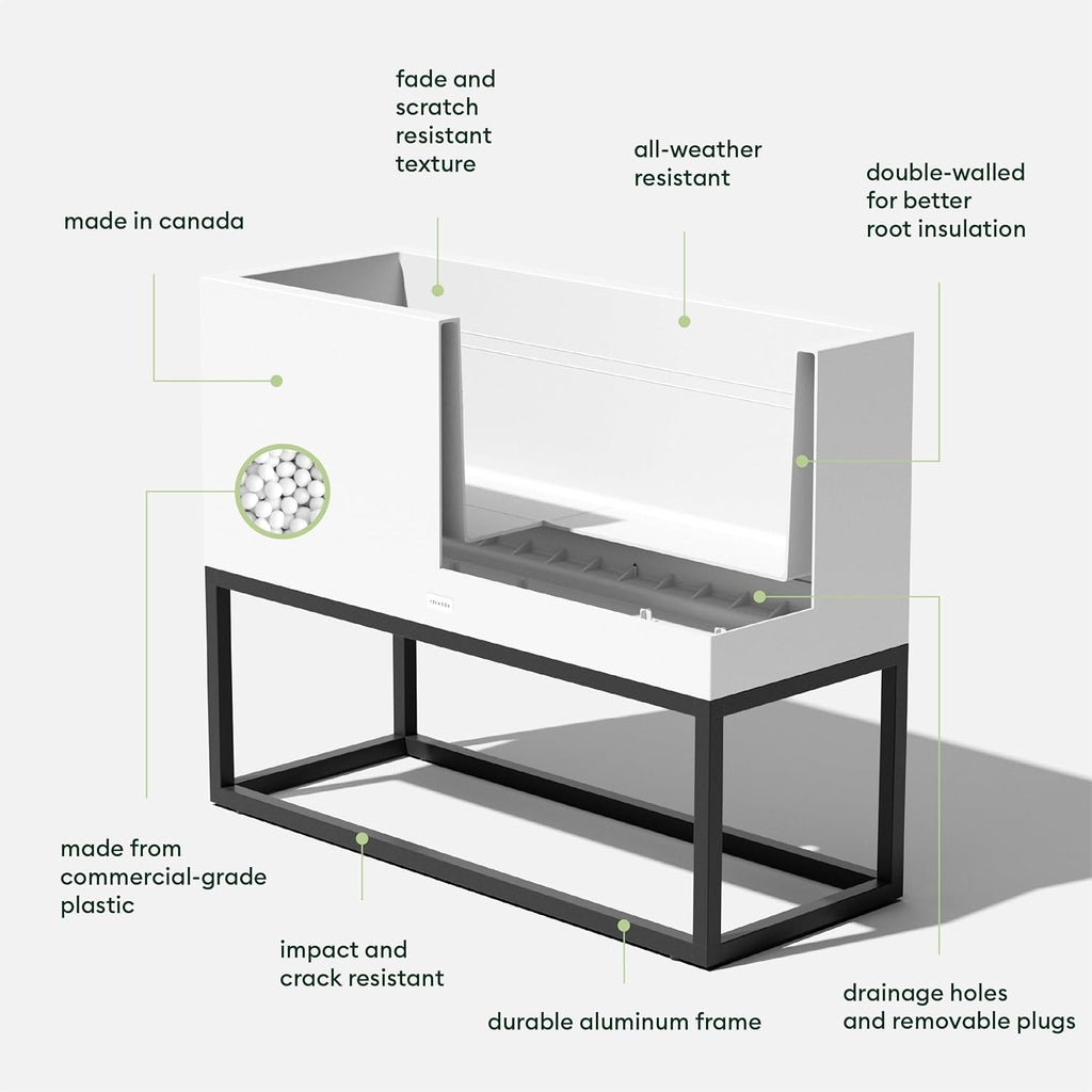 Veradek Block Series Raised Long Box Planter for Patio & Garden | Durable All-Weather Use with Aluminum Stand | Modern Décor for Herbs, Flowers