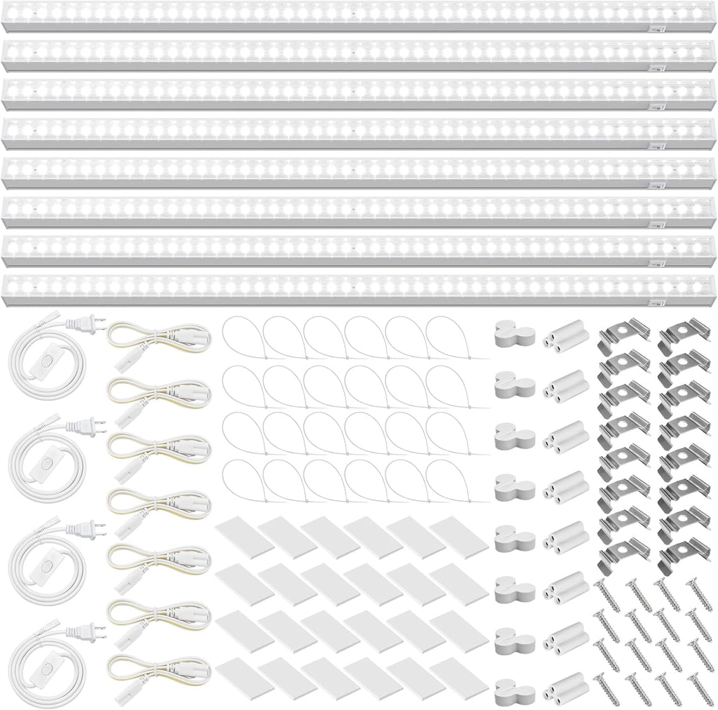 Barrina T5 Grow Lights, 5000K Full Spectrum Plant Growing Lights, 2ft 80W (8 x 10W, 500W Equivalent), LED Grow Light Bulbs, Plant Lights for Indoor Plants, Greenhouse, Plug and Play, 8-Pack