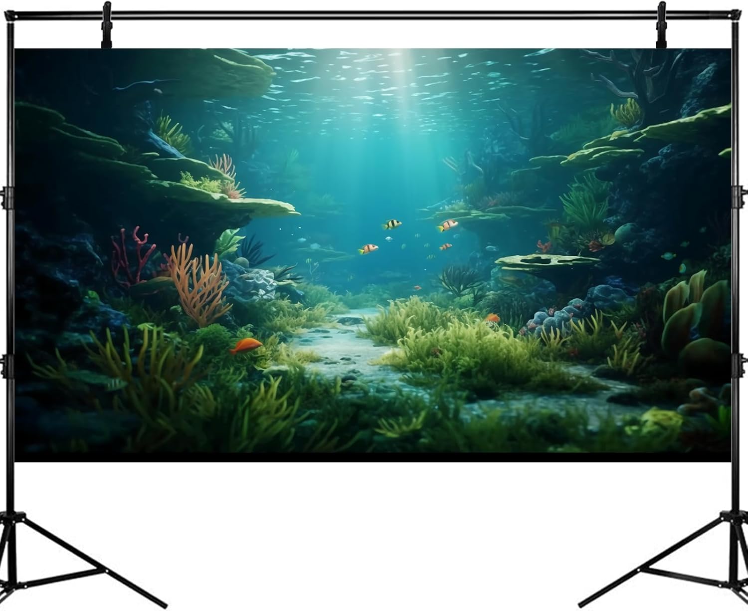 Ocean Floor Fish Tank Background Under The Sea Coral Reef Aquarium Background Underwater Aquatic Plants Corals Rock Cave Terrarium Backgrounds Tropical Fish Ocean Aquarium Backgrounds Decors 48x20in