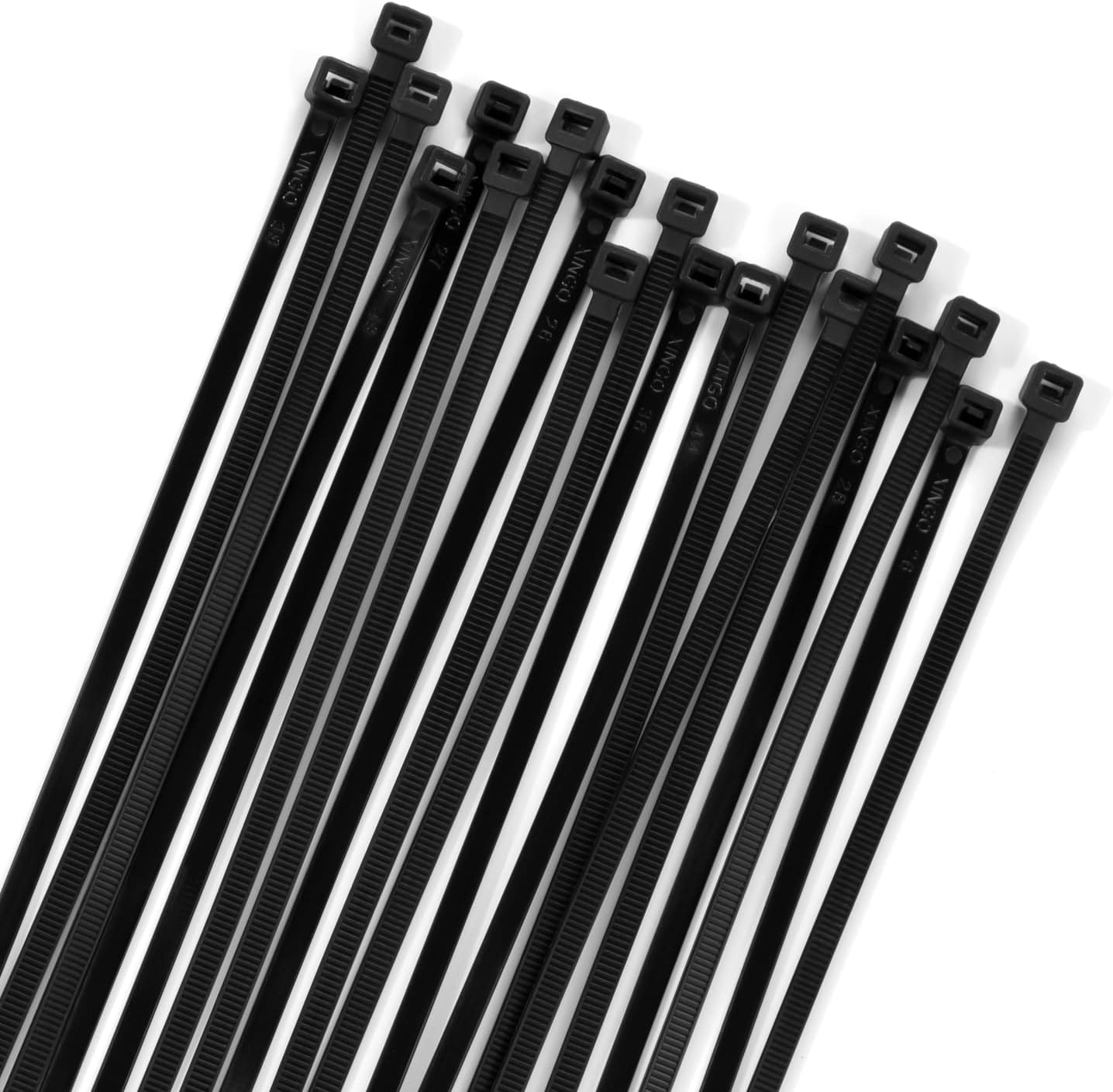 XINGO 100PCS Cable Zip Ties Heavy Duty, Premium Nylon Plastic Wire Ties with 50 Pounds Tensile Strength, Self-Locking Black Nylon Zip Ties for Indoor and Outdoor (10 inch, Black)