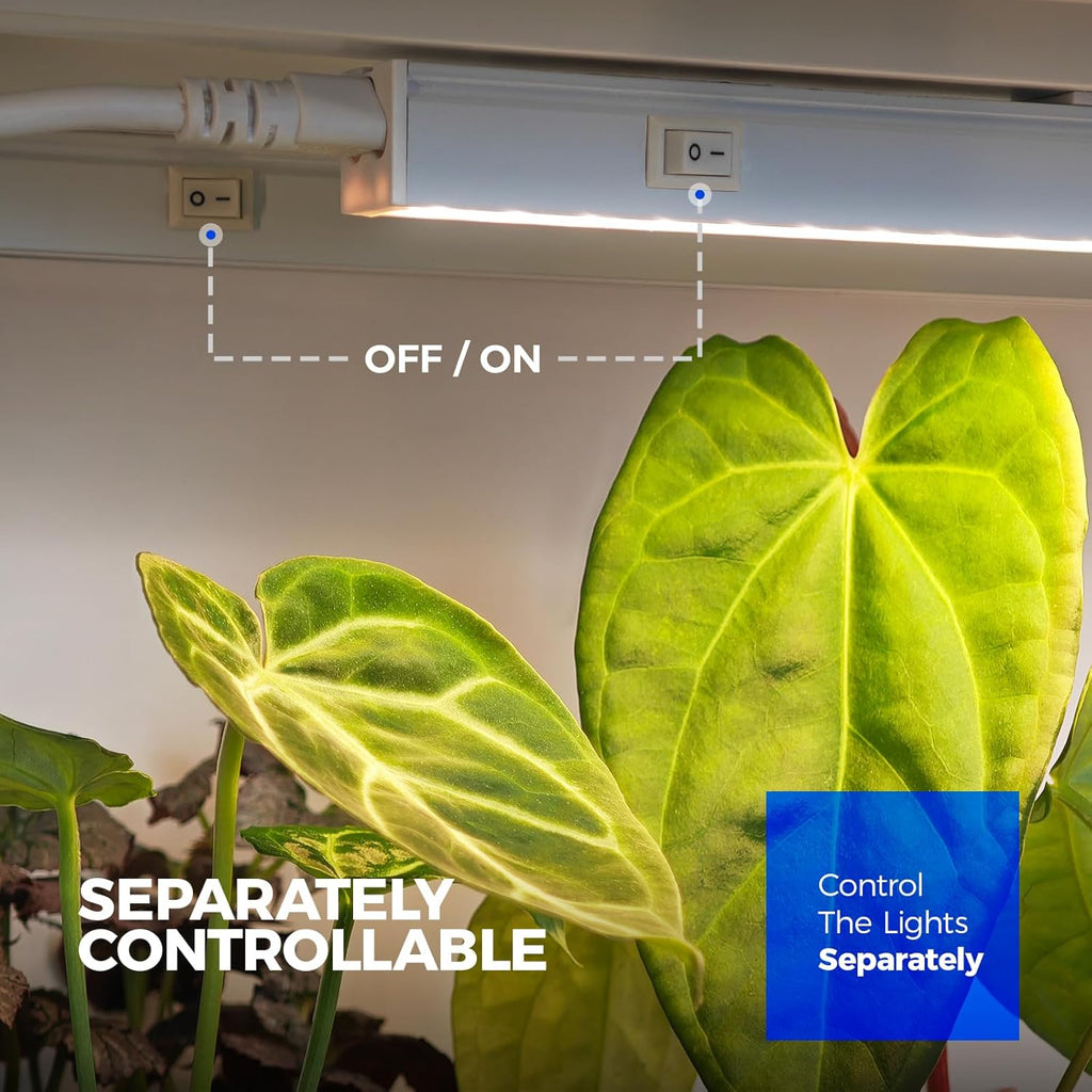 Barrina T5 Grow Lights, Full Spectrum, 2ft 80W (8 x 10W, 500W Equivalent), LED Grow Light Strip for Greenhouse, Plant Grow Shelf, Plug and Play Easy Installation, Yellow, 8-Pack