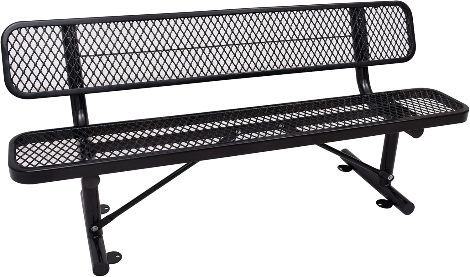 6 Feet Heavy Duty Metal Park Bench for Outside, Outdoor Bench with Backrest & Portable Frame, Commercial Benches for Shopping Malls, Stores, Parks, Patios, Decks, Black