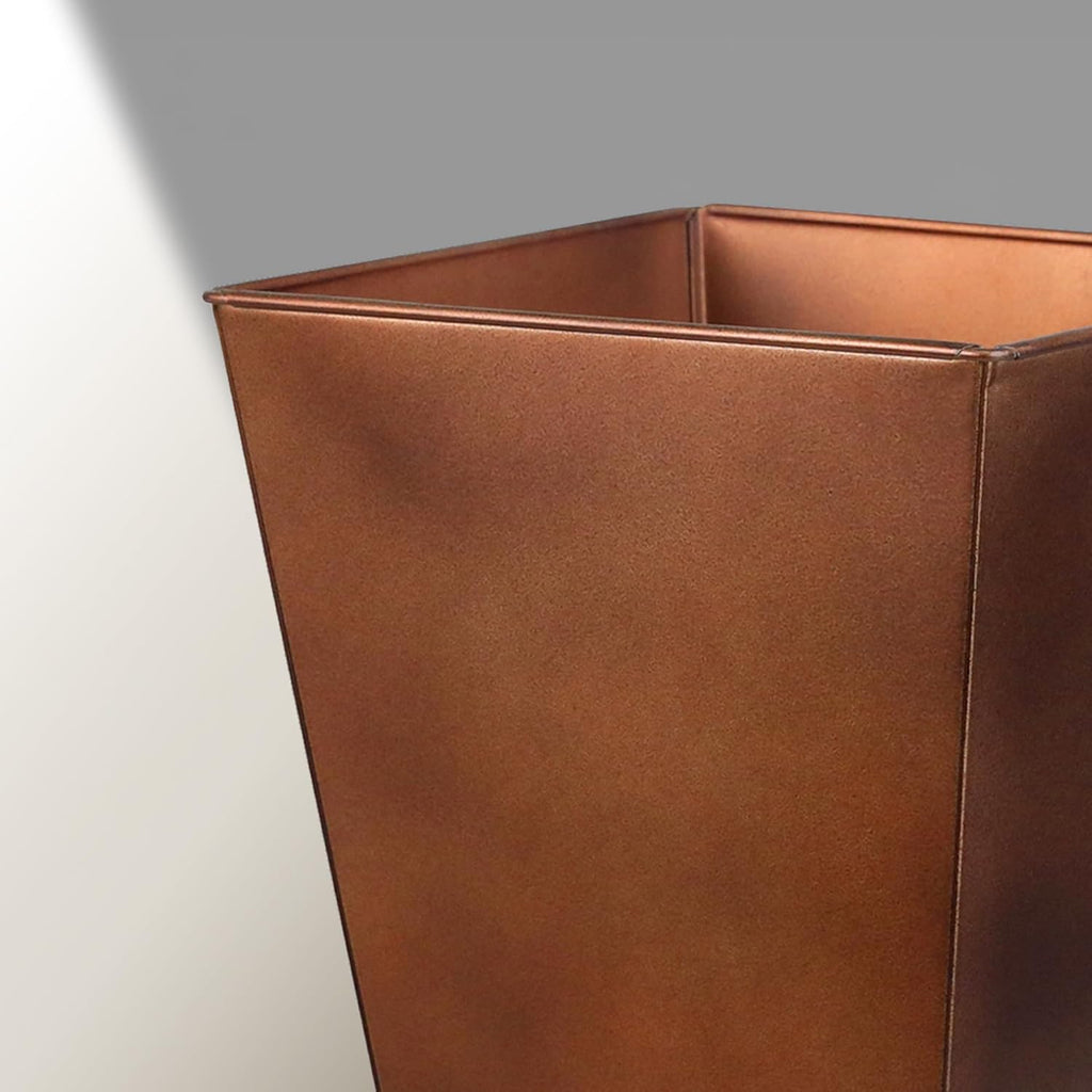 KOL 18''H. Metal Planter with Drainage Hole, Set of 2, Galvanized Steel Planter Pots for Indoor & Outdoor Use, Decorative Flower Plant Pots for Front Porch, Patio, Deck - Rust Color