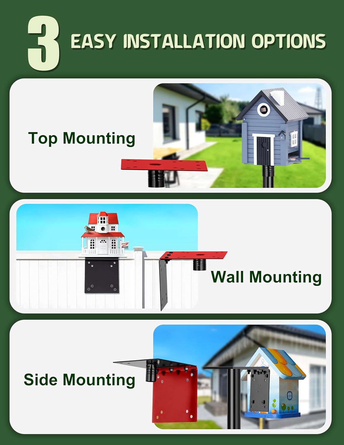 XDW-GIFTS Bird House Pole, 1 Pack 109 Inch Metal Bird Feeder Pole for Outdoor, with 5-Prong Heavy Duty Base for Birdhouse Mounting, Weather Station