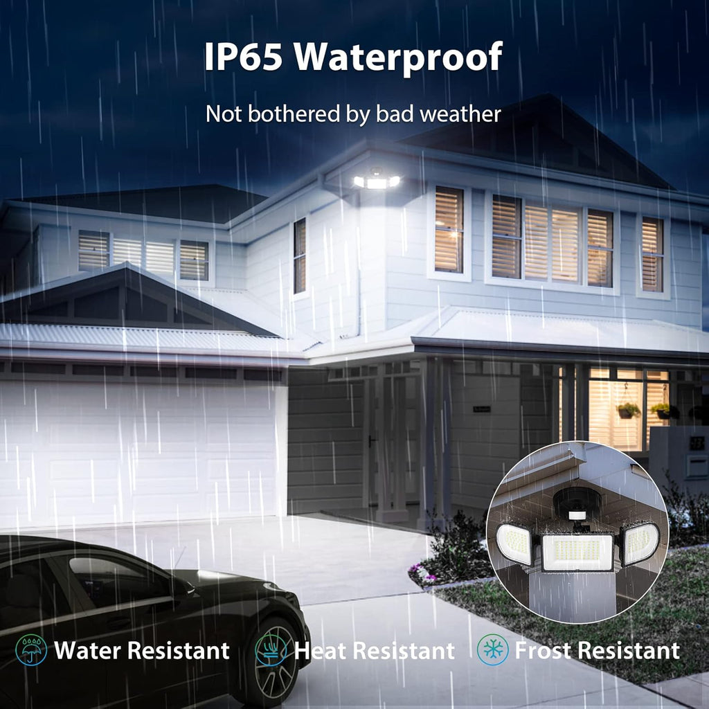 iMaihom 100W Motion Sensor Light Outdoor, 9000LM 6500K LED Security Floodlights, 3 Adjustable Head Motion Detection Light IP65 Waterproof for Yard Garage (Black)