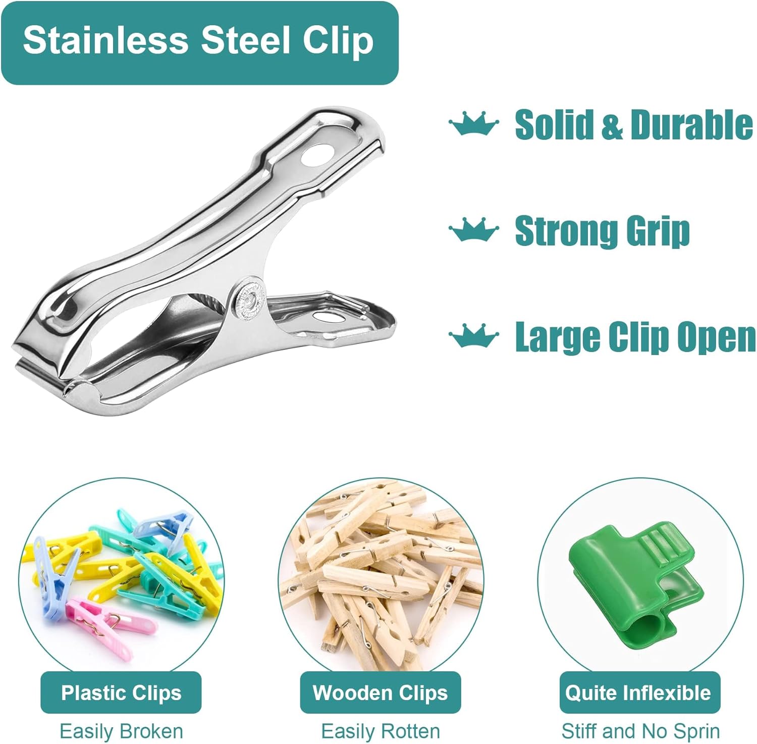 JULMELON Garden Clips, 100 PCS Stainless Steel Greenhouse Clamps Heavy Duty Greenhouse Clips Hoops with Large Open Strong Grip for Shade Cloth