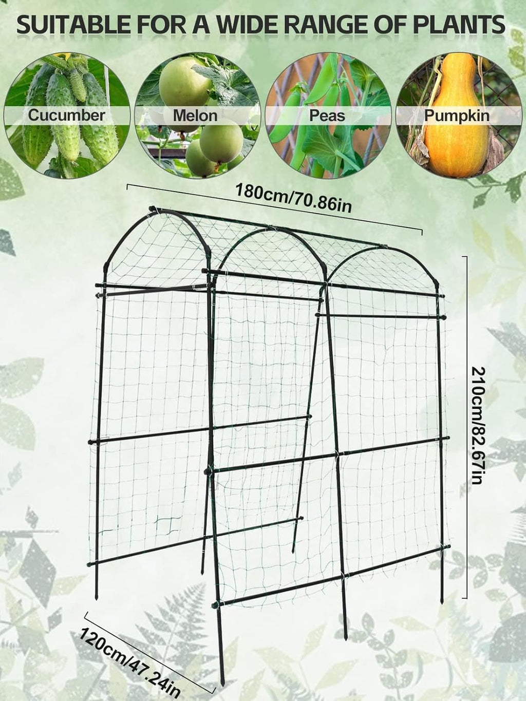 7FT Garden Arch Trellis for Climbing Plants Outdoor, Kalolary Extra Large Garden Tunnel Trellises Metal Cucumber Trellis Indoor for Climbing Vines Vegetable Garden Squash Arbors Plant Support