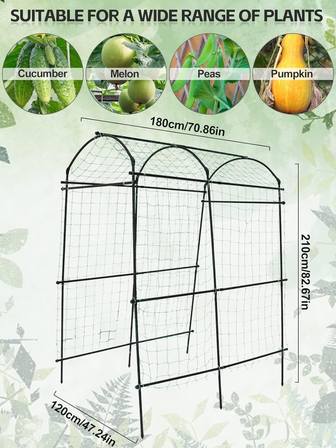 7FT Garden Arch Trellis for Climbing Plants Outdoor, Kalolary Extra Large Garden Tunnel Trellises Metal Cucumber Trellis Indoor for Climbing Vines Vegetable Garden Squash Arbors Plant Support
