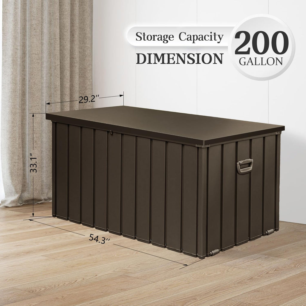 Domi 200-Gallon Outdoor Storage Box – Waterproof, Lockable Storage Cabinet for Patio Furniture, Garden Tools & Pool Supplies – Large Metal Storage for Cushions