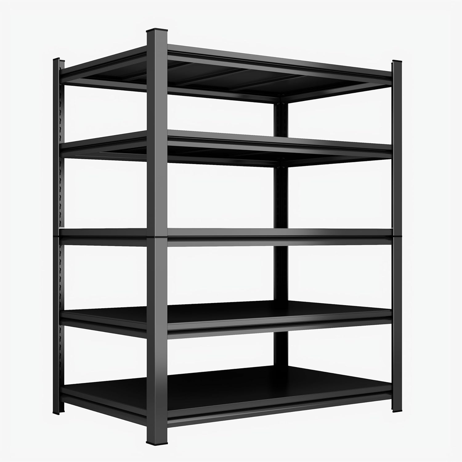 72''H Garage Shelving Heavy Duty Garage Storage Shelves, 3000 LBS Adjustable 5 Tier Industrial Shelving Unit, Metal Utility Shelf for Basement, Warehouse and Workshop (72''Hx48''Wx24''D, Black)