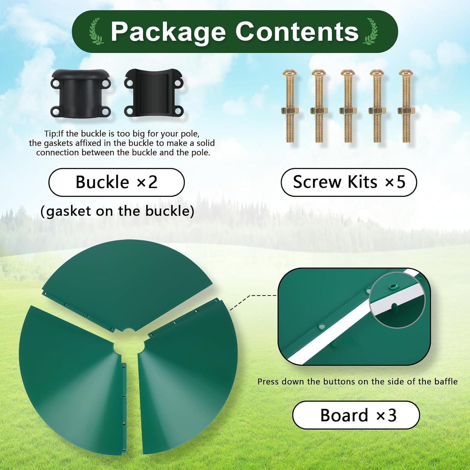 Gtongoko 19 Inch Squirrel Baffle for Bird Feeder Pole Squirrel Guards for Shepherds Hook Stopper for Bird Feeders Green 1 Pack