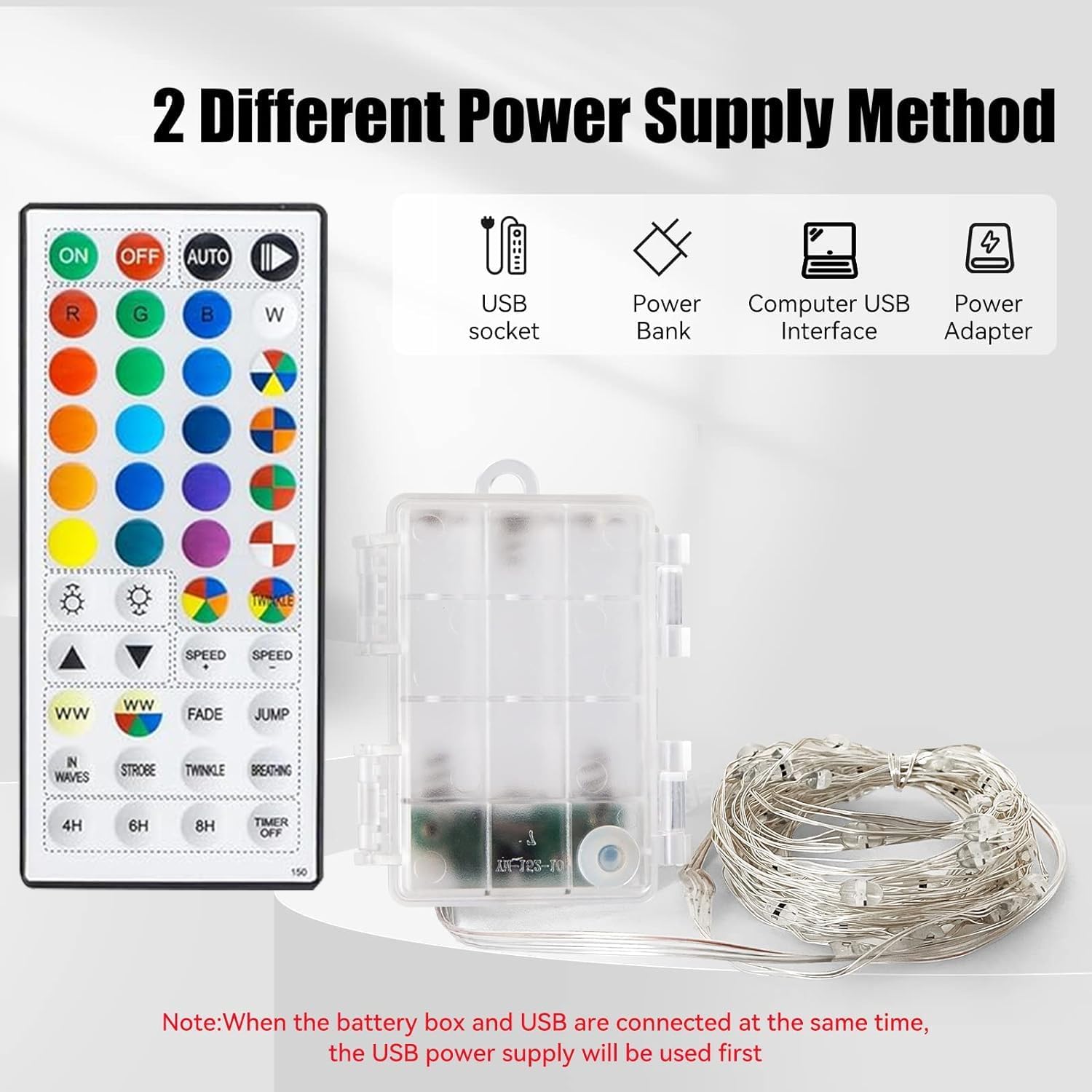 Dazzle Bright Color Changing Fairy Lights Battery Operated, 2 Pack Total 40FT 120LED Silver Copper Wire RGB String Lights with Remote, Waterproof Christmas Decorations for Indoor Outdoor Party Decor