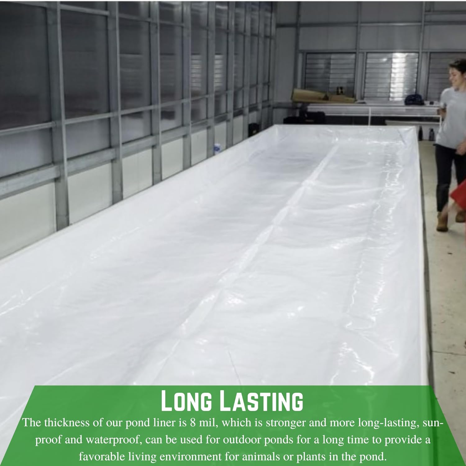 Farm Plastic Supply - 8 Mil Black/White Pond Liner - 8 Mil Fish Pond Liner, Pond Liners for Outdoor Ponds, Koi Ponds, Garden Fountain, Waterfall, Containment Liner (50' x 10')