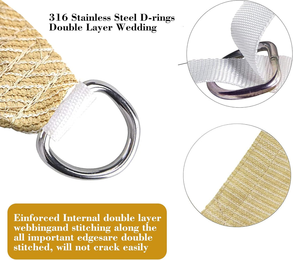 11' x 16' Beige Rectangle Sun Shade Sail SSP1212 Canopy Durable Fabric UV Block Awning,We Make Custom Orders