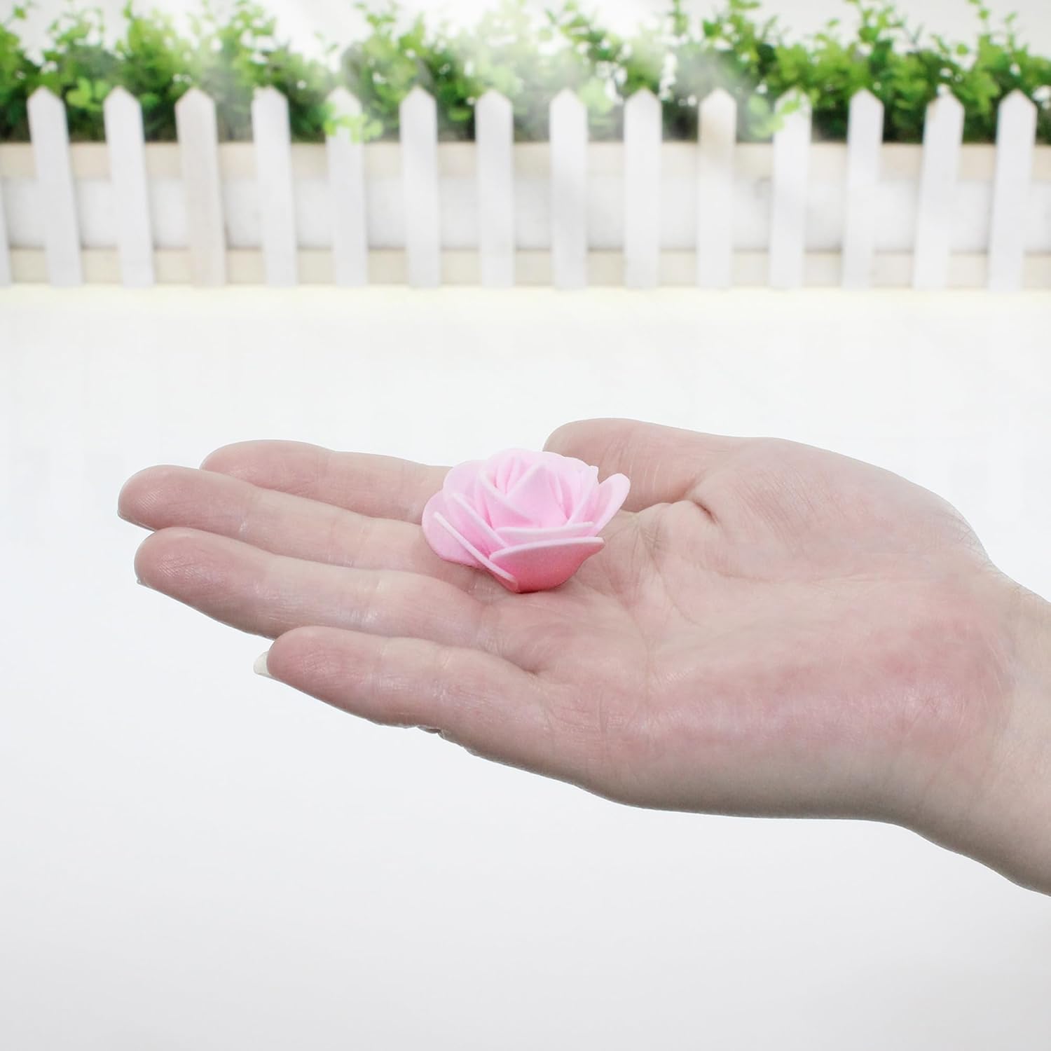 500 Pcs 1.4 Inch Mini Artificial Flowers Head Bulk 5 in 1 Set Faux Foam Fake Small Rose Tiny Baby Flores Bouquet Cake Gift Home Decoration DIY Craft (Light Pink)