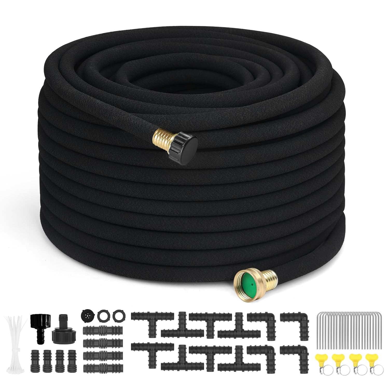 100 FT Soaker Hose 1/2" Heavy Duty Garden Hose to Save 70% Water Drip Irrigation Kit for Lawn/Yard Landscaping Beds (100FT)