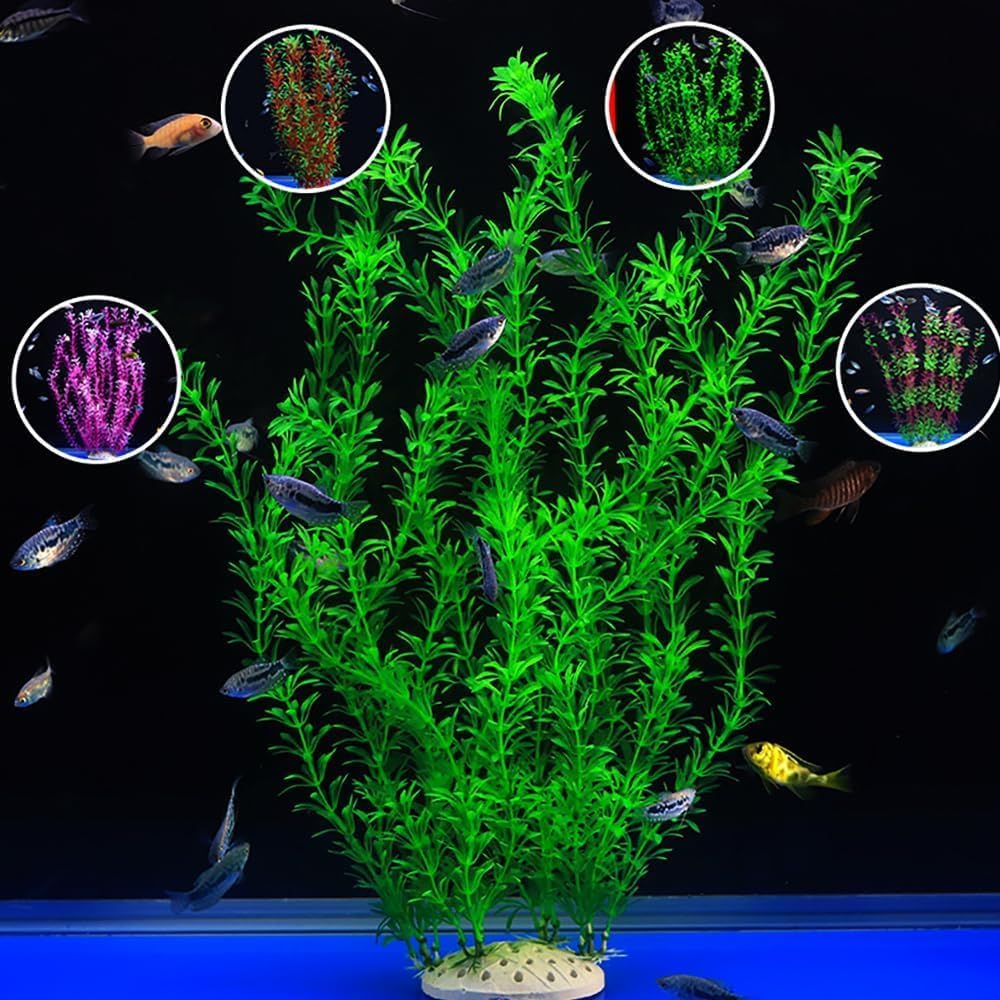 2-Pack Aquarium Plant Aquarium Decor Plastic Plants Extra Large 21 Inches Artificial Long Fish Tank Plants Tall Fish Tank Decorations Artificial Green Water Plants (Green)