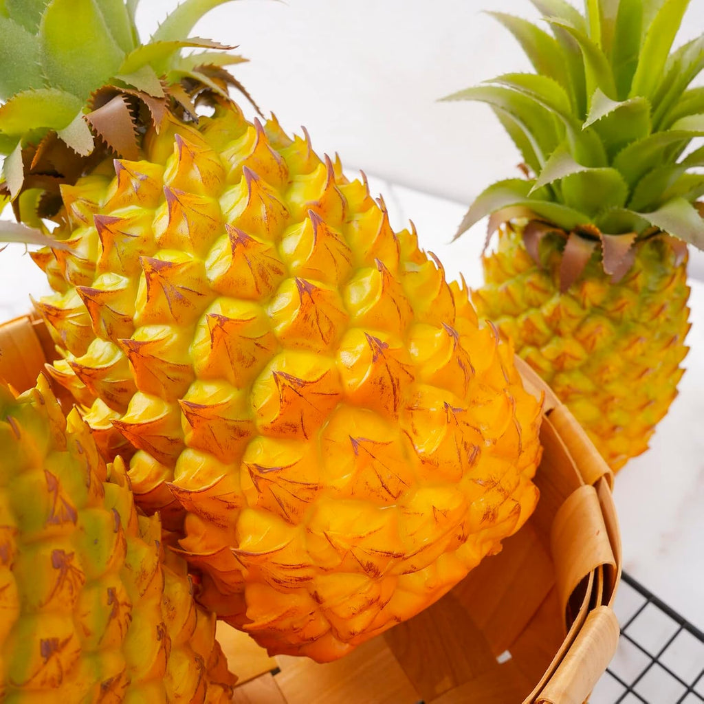 QIRMIZI 2 Pack Artificial Pineapple -Simulated Fruit Decoration, Lifelike Fake Fruit Model, Perfect for Home Decor, Kitchen, Party & Photography Prop – Realistic & Eco-Friendly,Yellow Large