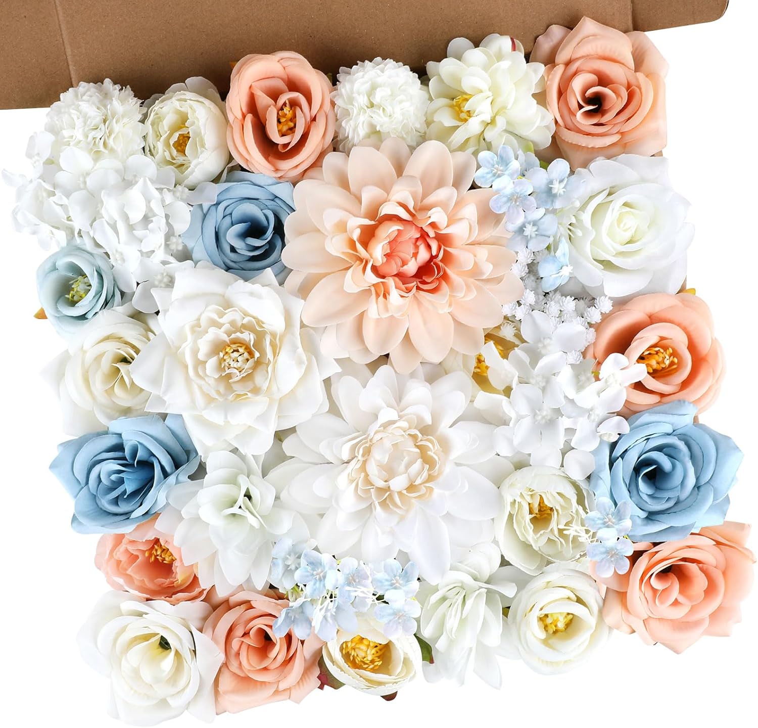 AGIRL Artificial Flowers Combo Silk Mix Purple Fake Flower with Stems for DIY Wedding Bouquets Centerpieces Arrangements Table Chair Decor Baby Shower Home Decor (Champagne Blue)