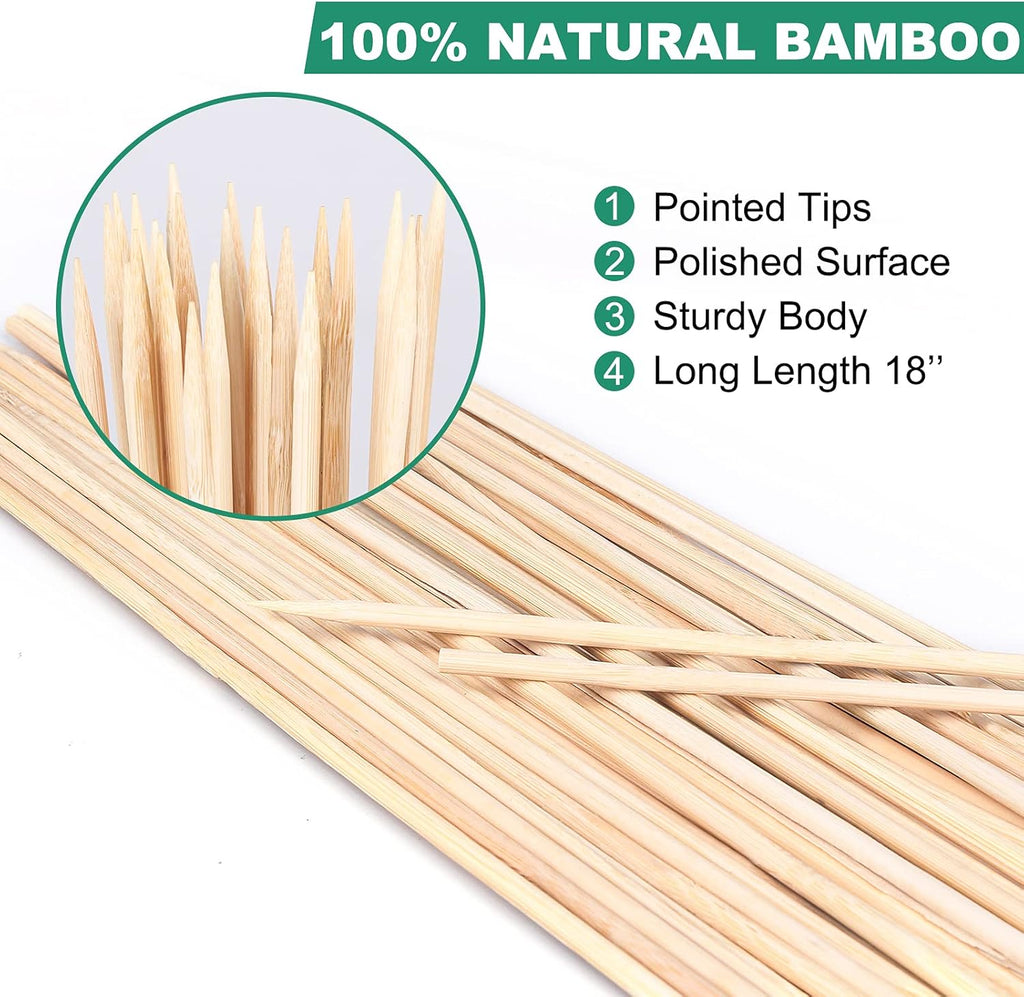 100 Pack 18'' Natural Bamboo Plant Stakes, Wood Plant Supports, Wood Garden Sticks for Plants Tomato Floral Potted, Wooden Sign Posting Garden Sticks