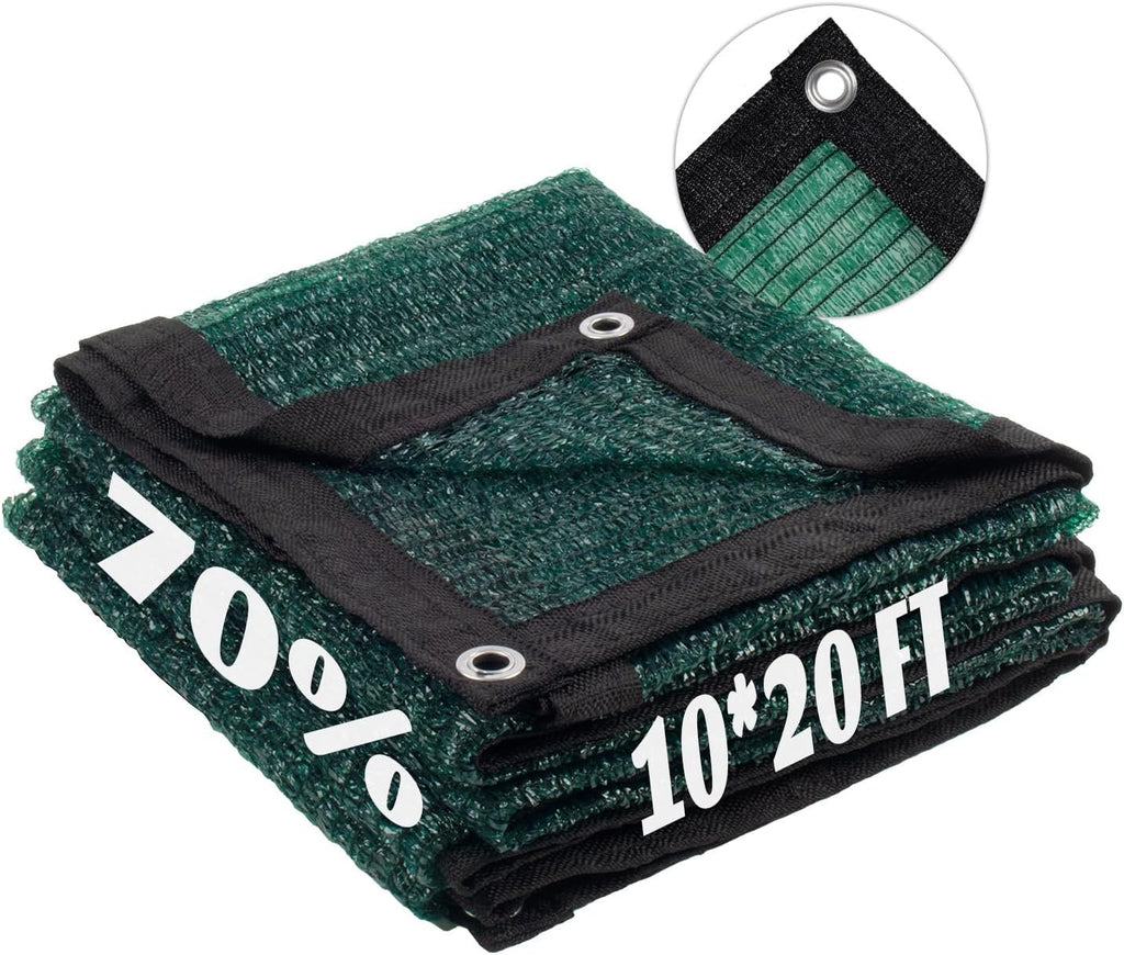 LOVE STORY 10x20FT 70% Green Shade Cloth Sun Shade Net with Grommets Sunblock Net Mesh Tarp for Garden,Plants Cover,Greenhouse and Patio