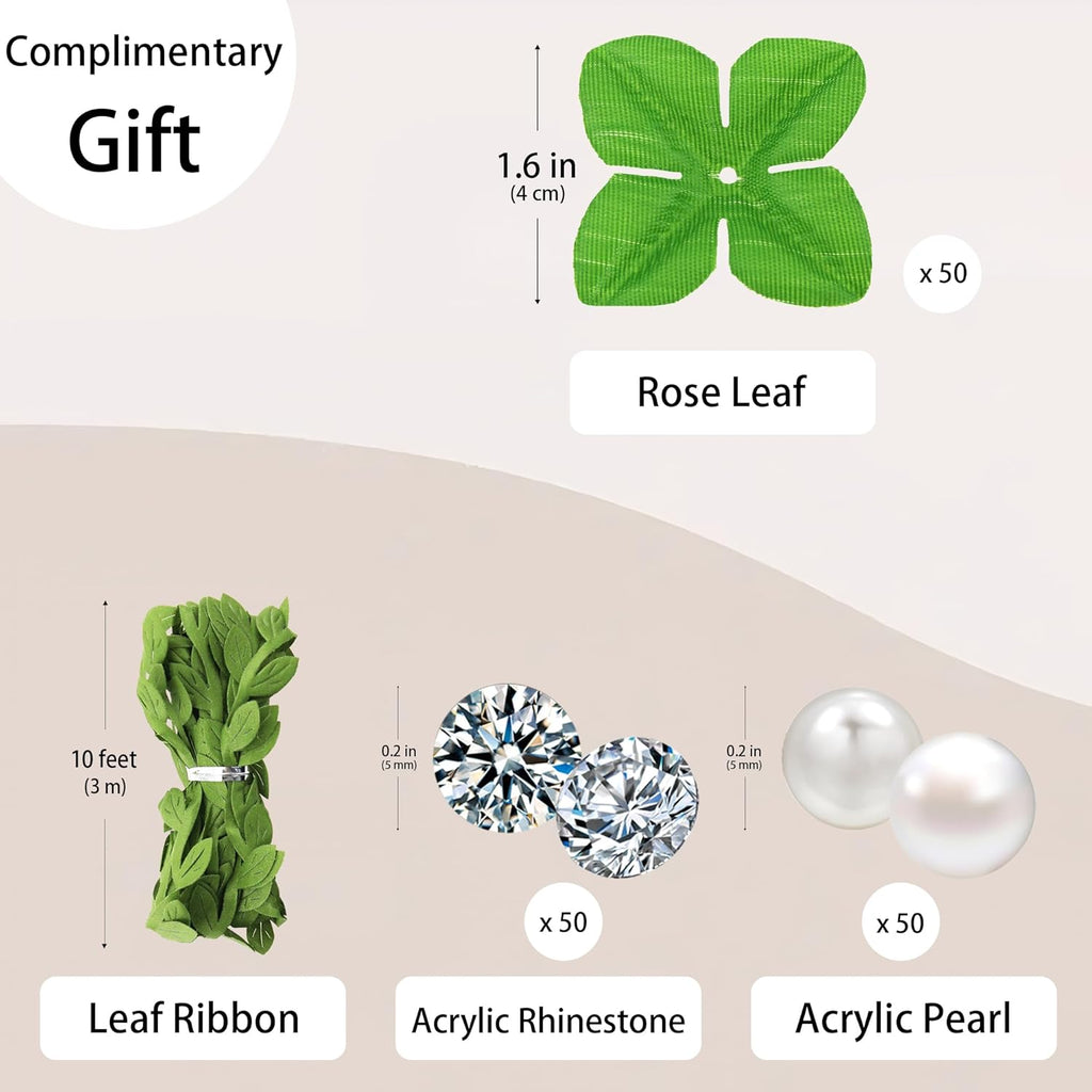 500 Pcs 0.6 Inch Mini Artificial Flowers Head Bulk 5 in 1 Set Faux Foam Fake Small Rose Tiny Baby Flores Bouquet Wreath Gift Hair Clip Home Decoration DIY Craft (Green)