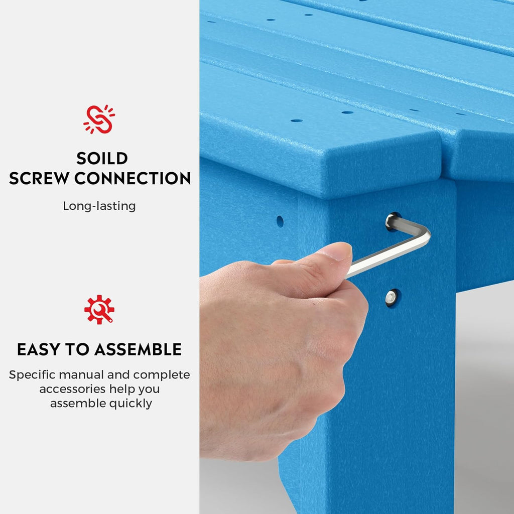 Outdoor Benches Weatherproof, All Weather Resistant Park Bench Poly Lumber Backless Garden Bench Seat for Entryway Front Porch, Pacific Blue