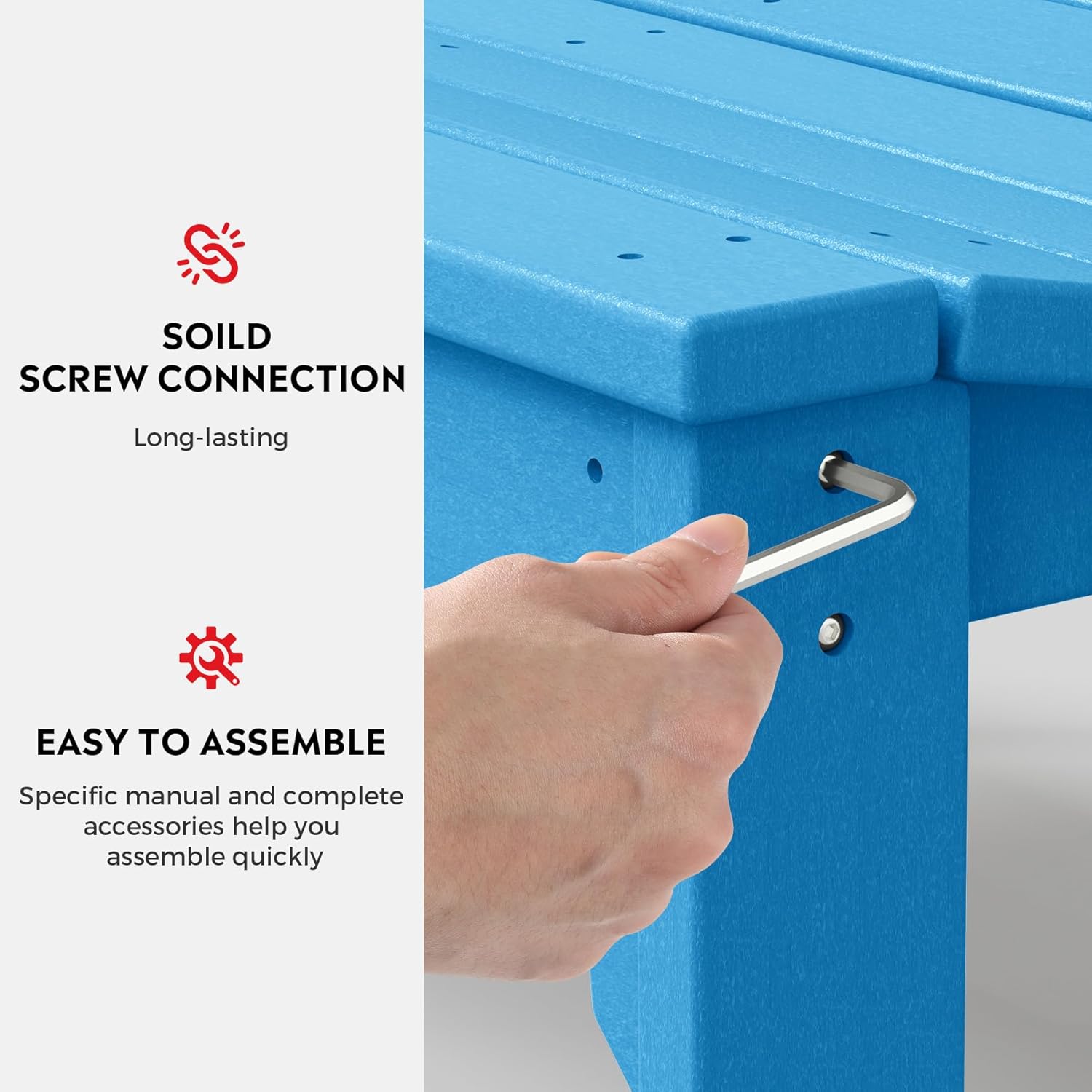 Outdoor Benches Weatherproof, All Weather Resistant Park Bench Poly Lumber Backless Garden Bench Seat for Entryway Front Porch, Pacific Blue